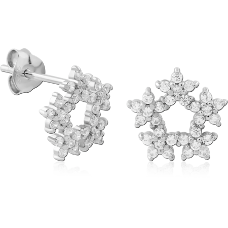 STERLING SILVER 925 RHODIUM PLATED EAR STUDS PAIR