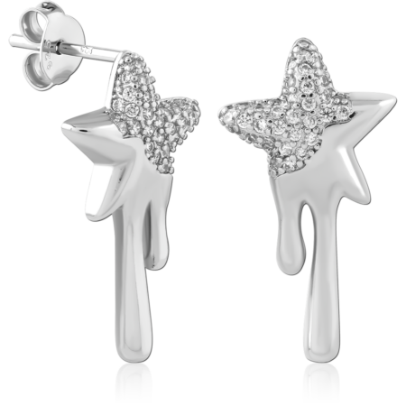 STERLING SILVER 925 PLATED JEWELED EAR STUDS PAIR