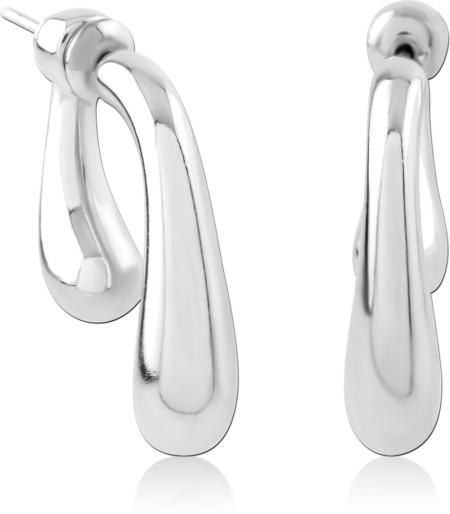 STERLING SILVER 925 PLATED JEWELED EAR STUDS PAIR