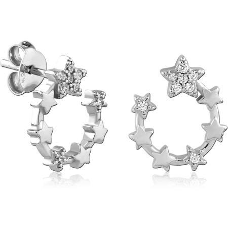 STERLING SILVER 925 PLATED JEWELED EAR STUDS PAIR