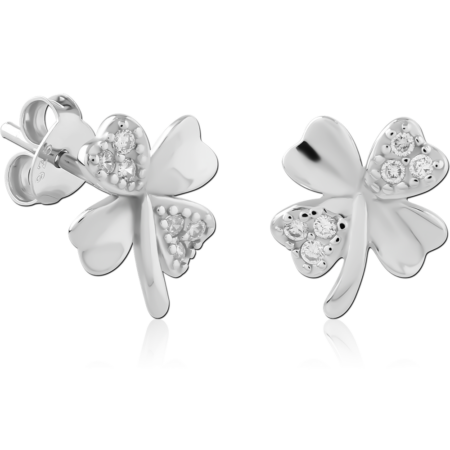 STERLING SILVER 925 PLATED JEWELED EAR STUDS PAIR