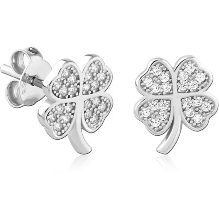 STERLING SILVER 925 PLATED JEWELED EAR STUDS PAIR
