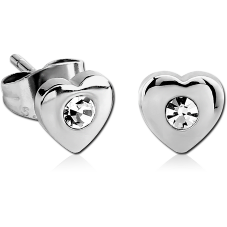 SURGICAL STEEL EAR STUDS PAIR - HEART