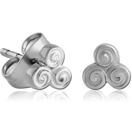 SURGICAL STEEL EAR STUDS PAIR - TRAINGLE OF CIRCLES