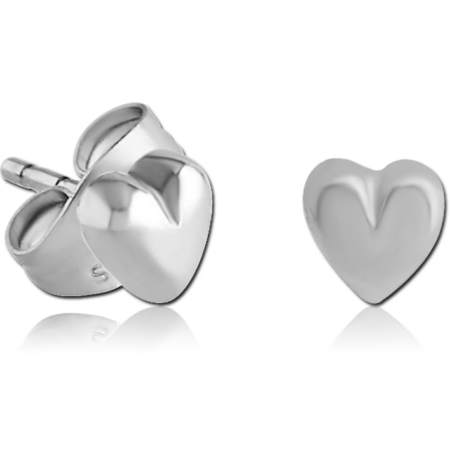 SURGICAL STEEL EAR STUDS PAIR - HEART