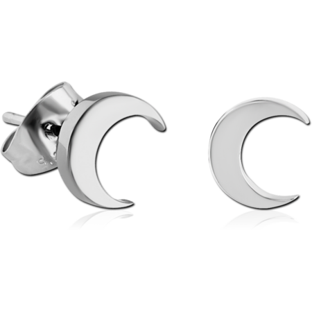 SURGICAL STEEL EAR STUDS PAIR - CRESCENT