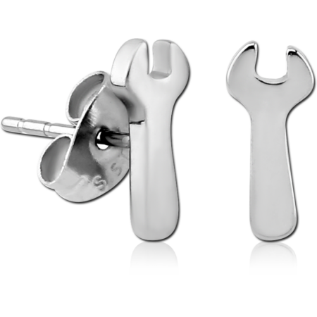 SURGICAL STEEL EAR STUDS PAIR - WRENCH