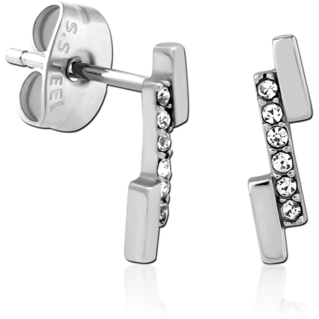 SURGICAL STEEL JEWELED EAR STUDS PAIR
