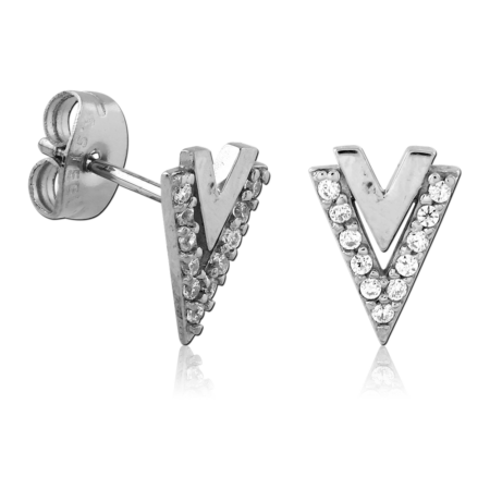 SURGICAL STEEL JEWELED EAR STUDS PAIR