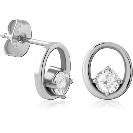 SURGICAL STEEL JEWELED EAR STUDS PAIR