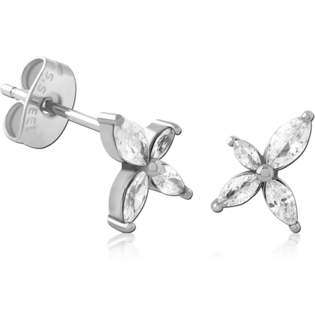 SURGICAL STEEL JEWELED EAR STUDS PAIR