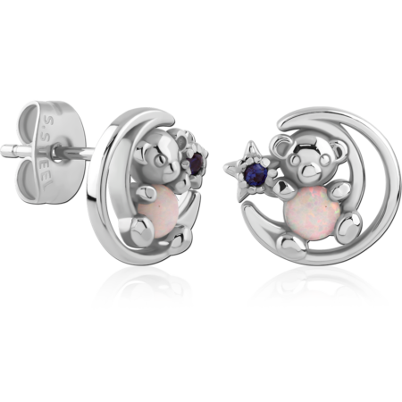SURGICAL STEEL JEWELED EAR STUDS PAIR
