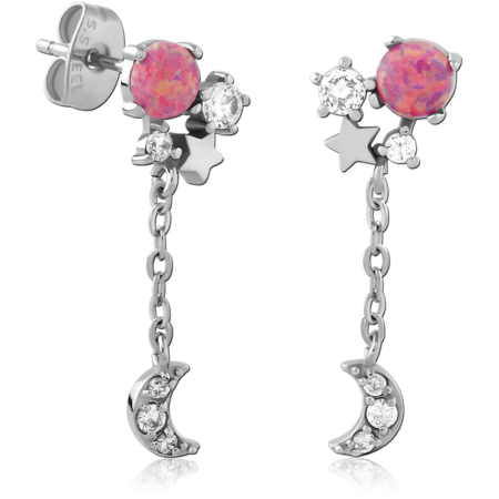 SURGICAL STEEL JEWELED EAR STUDS PAIR