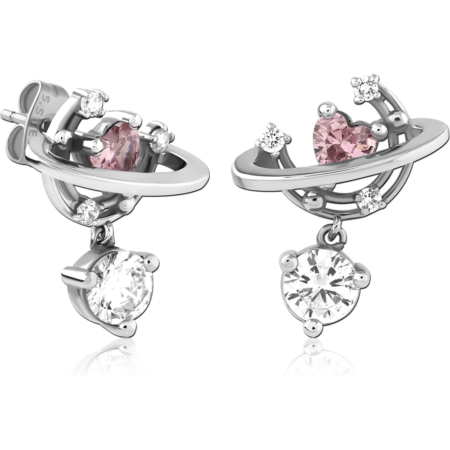 SURGICAL STEEL JEWELED EAR STUDS PAIR