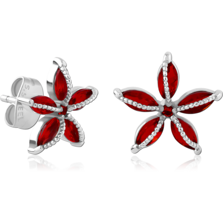 SURGICAL STEEL JEWELED EAR STUDS PAIR