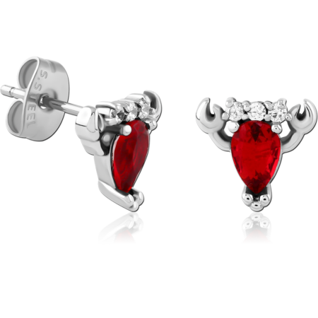 SURGICAL STEEL JEWELED EAR STUDS PAIR