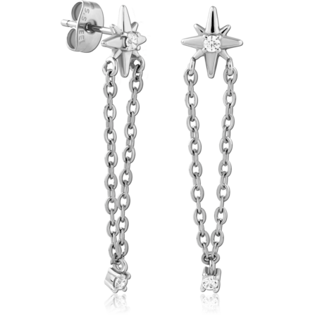 SURGICAL STEEL JEWELED EAR STUDS PAIR