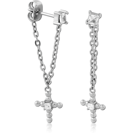 SURGICAL STEEL JEWELED EAR STUDS PAIR