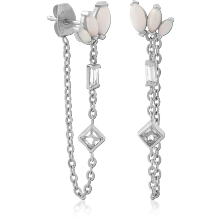 SURGICAL STEEL JEWELED EAR STUDS PAIR