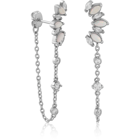 SURGICAL STEEL JEWELED EAR STUDS PAIR