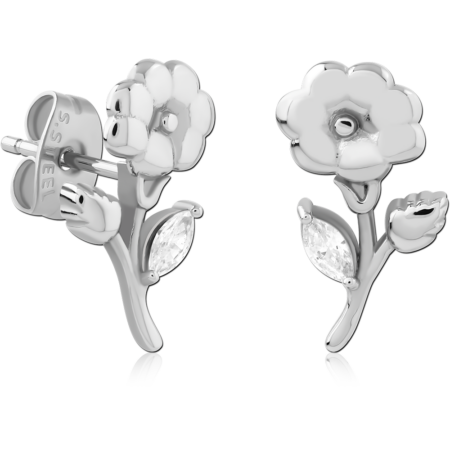 SURGICAL STEEL JEWELED EAR STUDS PAIR