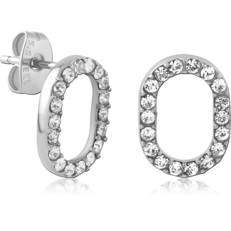 SURGICAL STEEL JEWELED EAR STUDS PAIR