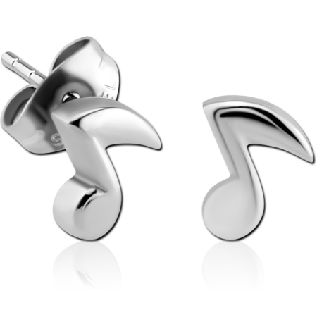 SURGICAL STEEL EAR STUDS PAIR - MUSIC NOTE