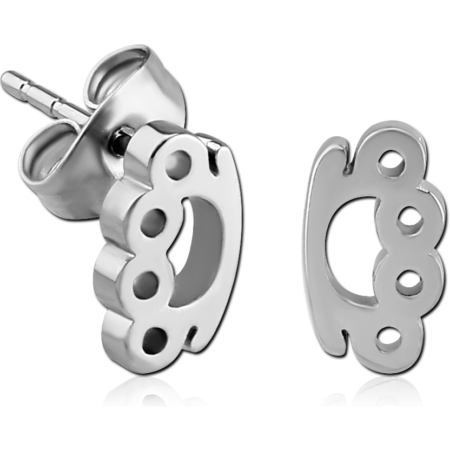 SURGICAL STEEL EAR STUDS PAIR - KNUCKLE-DUSTER