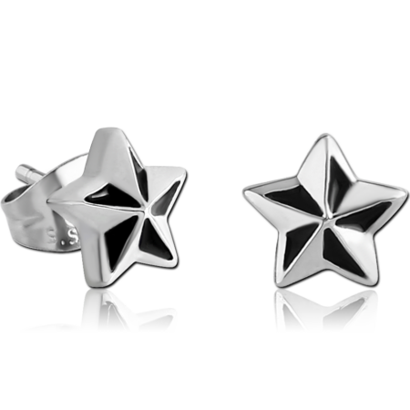 SURGICAL STEEL EAR STUD PAIR - NAUTICAL STAR