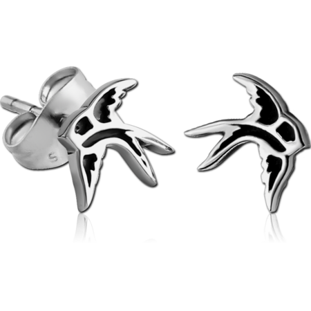 SURGICAL STEEL EAR STUDS PAIR - BIRD