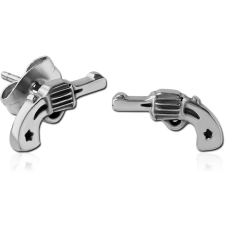 SURGICAL STEEL EAR STUDS PAIR - GUN