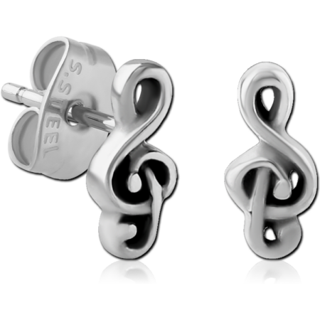 SURGICAL STEEL EAR STUDS PAIR - MUSIC NOTE