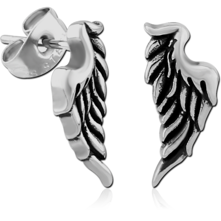 SURGICAL STEEL EAR STUDS PAIR - WING