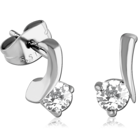SURGICAL STEEL JEWELED EAR STUDS PAIR - DELICATE