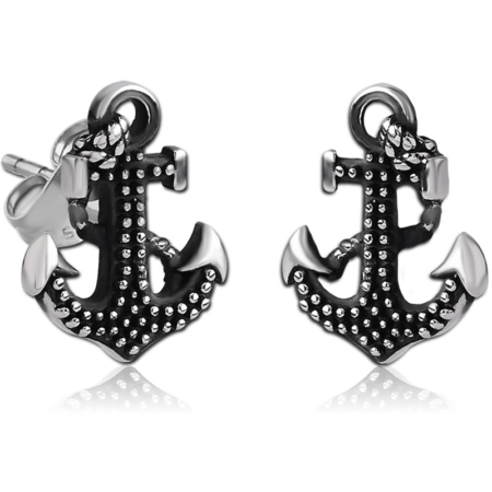 SURGICAL STEEL EAR STUDS PAIR - ANCHOR