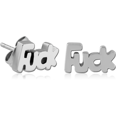 SURGICAL STEEL EAR STUDS PAIR - FUCK