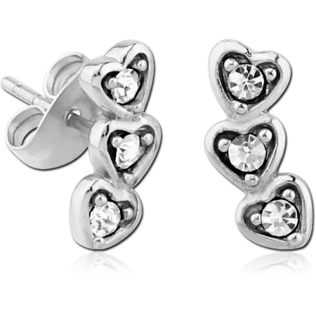 SURGICAL STEEL JEWELED EAR STUDS PAIR