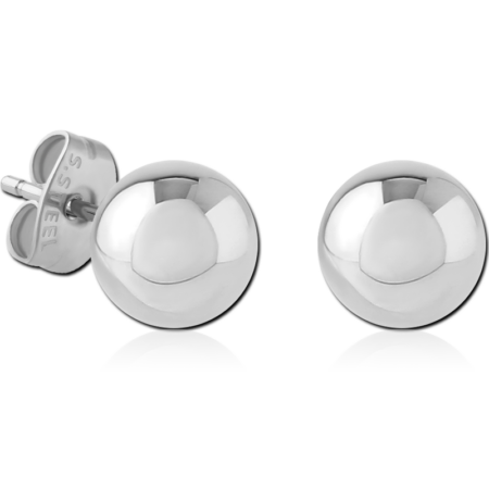 SURGICAL STEEL EAR STUDS PAIR - 8MM BALL