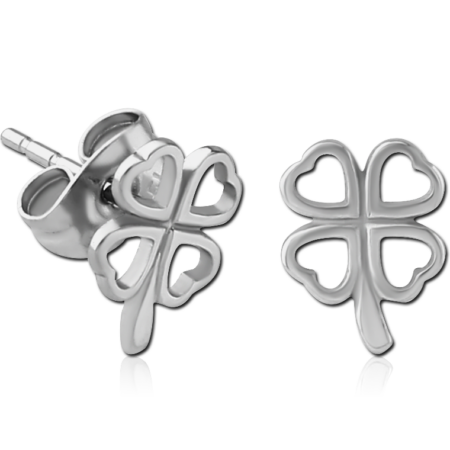 SURGICAL STEEL EAR STUDS PAIR - SHAMROCK