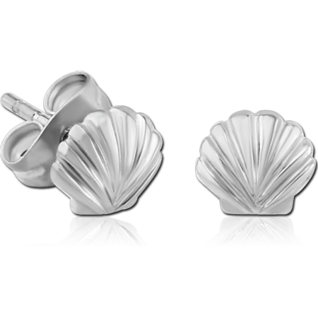 SURGICAL STEEL EAR STUDS PAIR - SEASHELL
