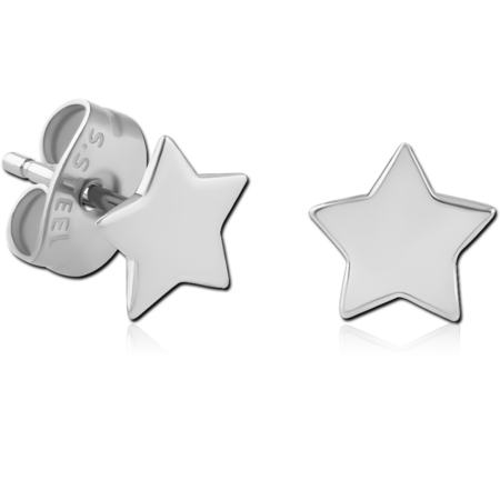 SURGICAL STEEL EAR STUDS PAIR - STAR FLAT