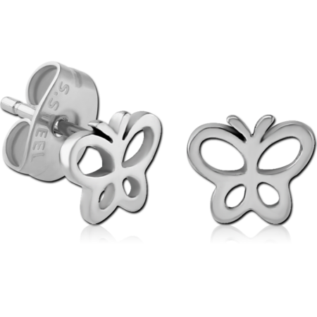 SURGICAL STEEL EAR STUDS PAIR - BUTTERFLY
