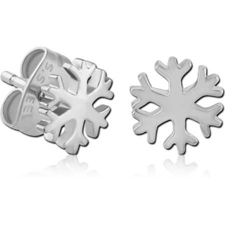 SURGICAL STEEL EAR STUDS PAIR - SNOWFLAKE