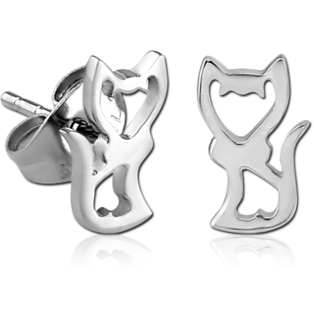 SURGICAL STEEL EAR STUDS PAIR - KITTY