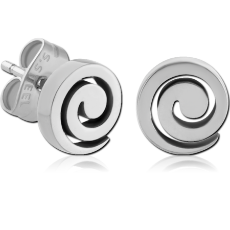 SURGICAL STEEL EAR STUDS PAIR - SPIRAL