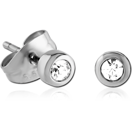 SURGICAL STEEL JEWELED EAR STUD PAIR