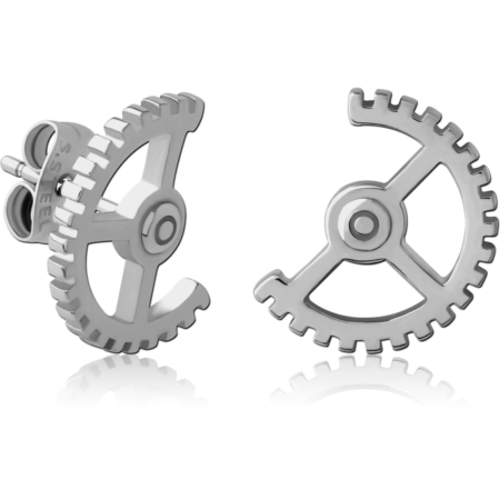 SURGICAL STEEL EAR STUDS PAIR - OPEN WHEEL