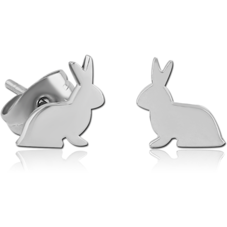 SURGICAL STEEL EAR STUDS PAIR - RABBIT