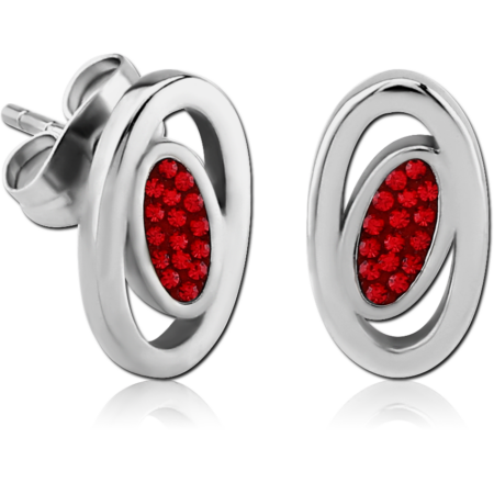 SURGICAL STEEL CRYSTALINE JEWELED EAR STUDS PAIR