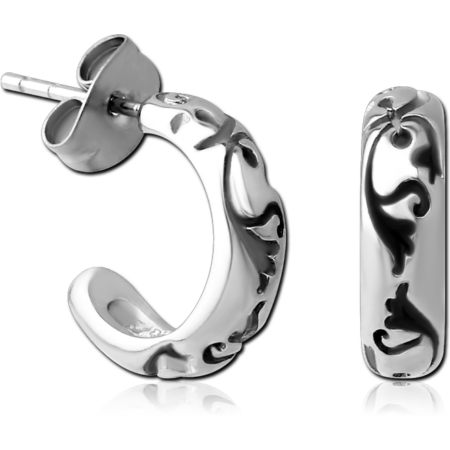 SURGICAL STEEL EAR STUDS PAIR - HOOP FILIGREE